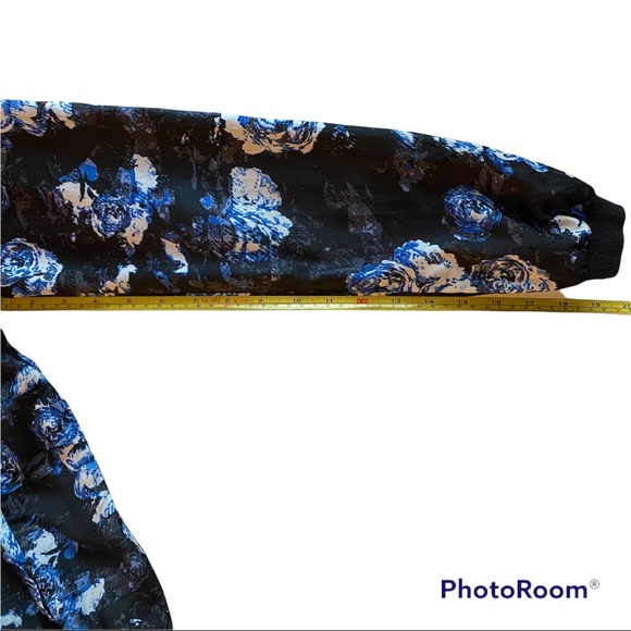 Floral Bomber Jacket Silky Lightweight Trendy EU sizing 34 (S) - Picture 6 of 12